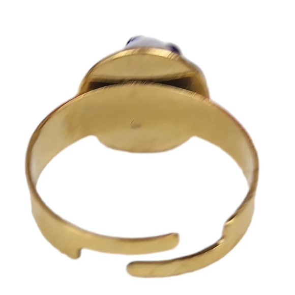 18K Gold Plated Flower Shell Natural Mother of Pearl Ring - Picture 2 of 2